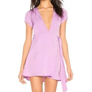 Superdown REVOLVE Kaia Purple Lavender Micro-Mini Wrap Plunge V-Neck Dress - XXS